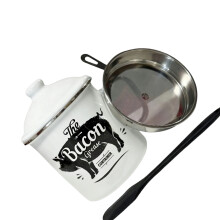 Récipient à graisse de cuisine avec grattoirs à crépine,-Blanc