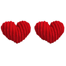 Pack of 2 Romantics Valentine Themed Striped Heart Shape-Red