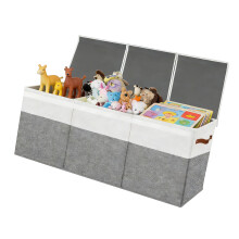 Organisateurs de jouets pliables de grande capacité-gris blanc