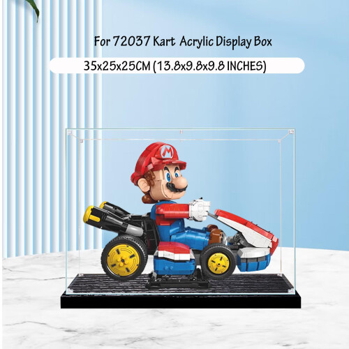 Clear Acrylic Dustproof Display Case for  72037 Kart Model with Wood Grain Black Base 1