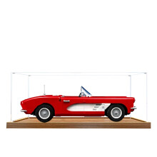 Display Case Acrylic Box for 10321 Car Model, Clear Dustproof Protection, Wooden Base