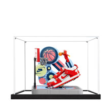 Acrylic Display Case for 43021 Dunk Streetball Player, Dustproof Transparent Box with Mirror Base