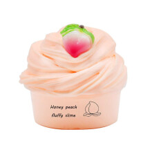 Peach Butter Slime with Fluffy NonSticky Texture and Decorative Fruit Clay for Kids 60ml