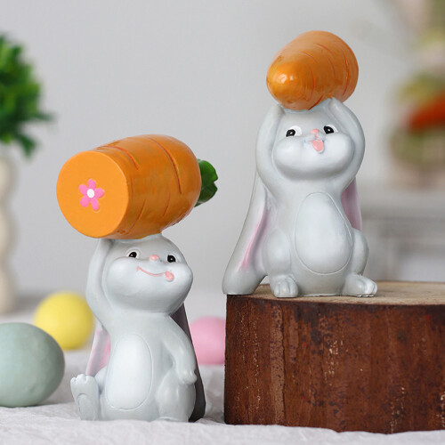 Lovely Resin Rabbit Statue Spring Rabbit Figurine Indoor Easter 1