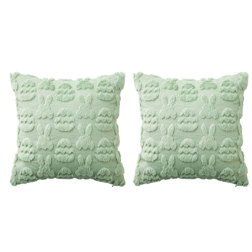 Pair Of Polyester Pillow Protectors With-45x45cm Light Green