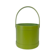 Modischer Blumeneimer aus Leder, geräumiger Innenbehälter-Grün
