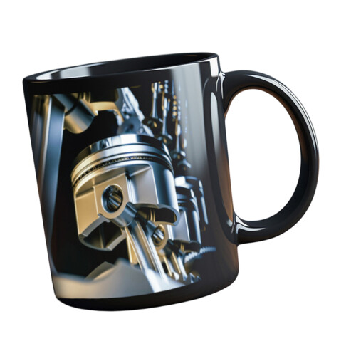 Stilvolle Kaffeetasse mit Motormotiv, hochwertige-E