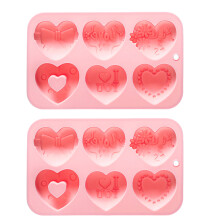 2lots Food Grade Heart Shape Silicones Molds 6 Holes Love-Pink
