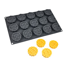 Heat Resistant Silicone Molds Bake 15 Round Waffles Or-Black