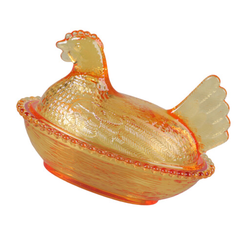 Multipurpose Easter Plastic Hen on Nest Candy Bowl Covered-Gold
