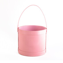 Stylish Floral Arrangement Bucket Pink Leather Handheld-Pink