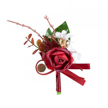 Bijpassende boutonnières voor bruid en bruidegom- Claret