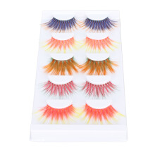 5 Pairs Colorful 6D Gradient Curled Fake Eyelashes for Halloween & Stage Shows