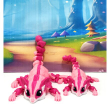 2pcs 3D Articulated Sugar Glider Fidget Toy Set with Movable Joints and Lifelike Detail – Pink