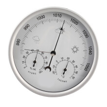 Runde Aluminiumlegierung Wetterstation 132 mm Thermo-Baro-Hygrometer Silber