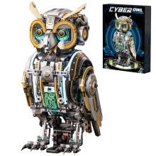 Mechanical Owl Model Building Kit with Futuristic Gears and Glowing Chest for Adults and Kids Collectors
