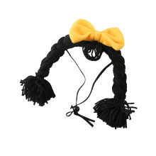 Double Ponytail Hairpiece Charm Pet Hair Wigs Accessory-Black