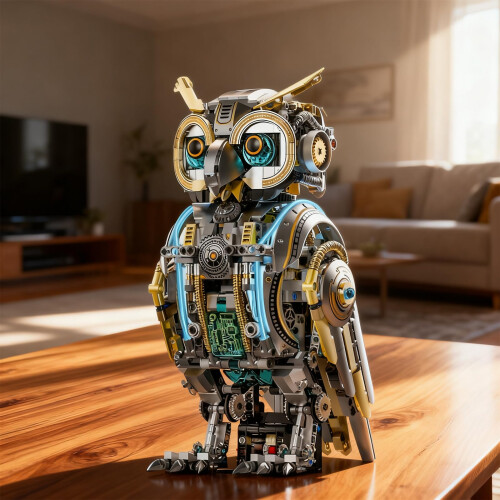 Mechanical Owl Model Kit with Dual Power Operation, Lights and Realistic Gears for STEM Learning 2