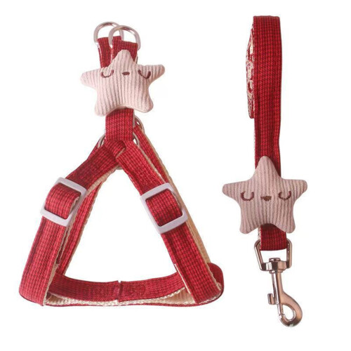 Adjustable Dog Harness Leash with Handle, 1.5x120cm Red 1