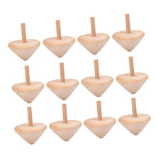 15pcs Wooden Spinning  Set for Kids and Adults, DIY Craft Painting Toy, Natural Wood