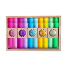 Montessori Stacking Toys Acrylic Rainbow Building Blocks for Toddlers Educational Color Sorting Set