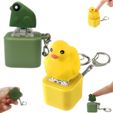 Frog and Duck Fidget Keychain with LED Light and Sound, Rechargeable MultiSensory Toy for Stress Relief