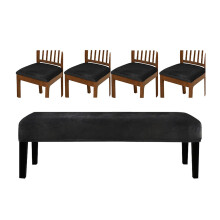 5Pieces Skin Friendly Silver Fleece Chair Cover Elastic-Black