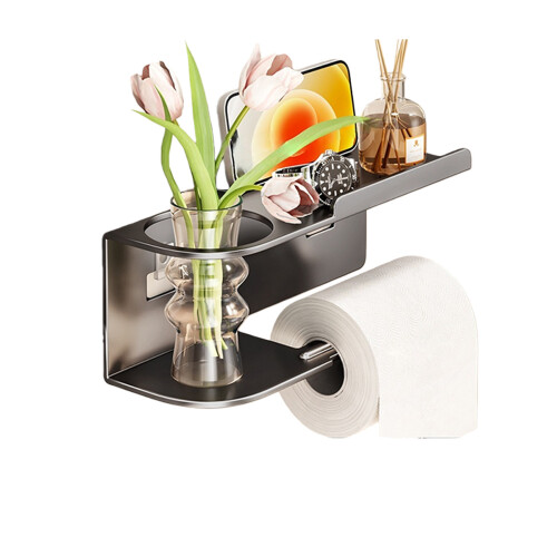 Unique Modern Paper Holder with Adhesive Mounting Space-Gray 1
