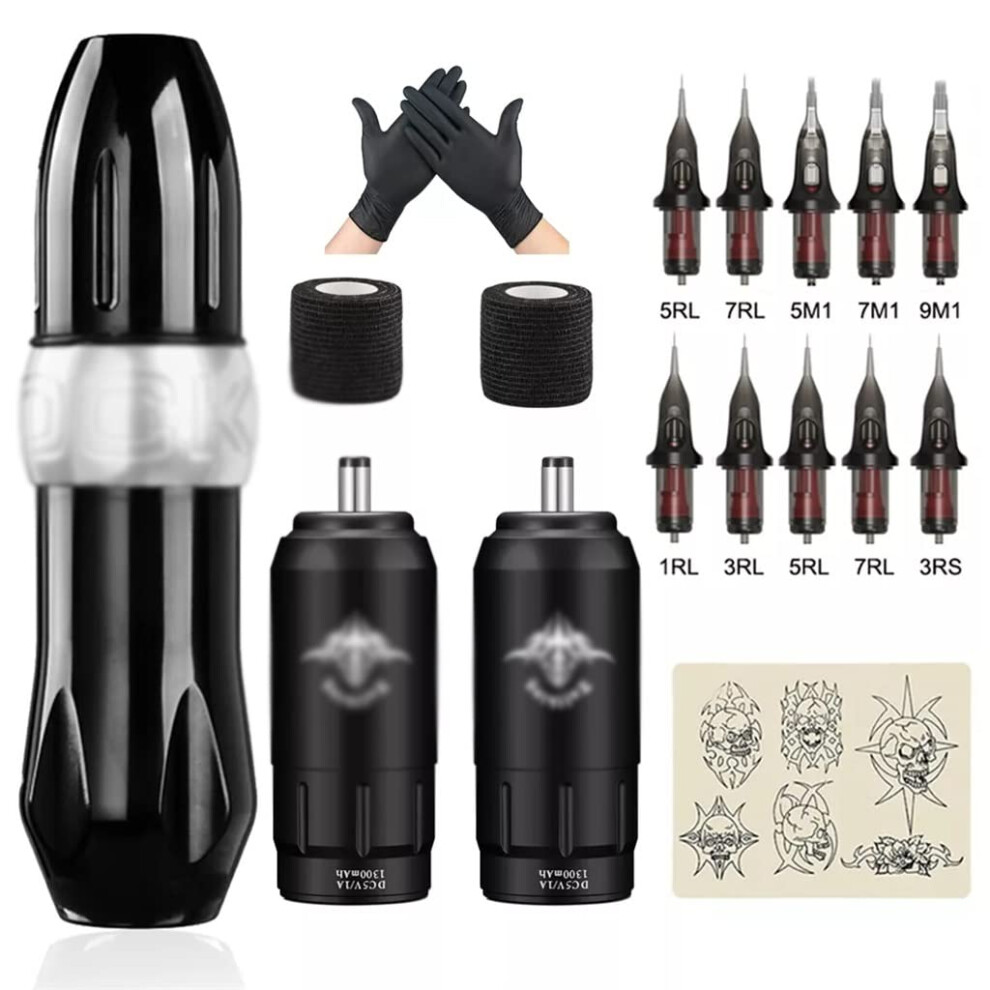 Rotary Tattoo Pen Kit with Power Supply, Speed Motor and Ergonomic AntiSlip Grip