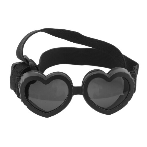 Windproof Dog Sunglasses with Heart-Shaped Frames, Adjustable, 4cm Lens 1