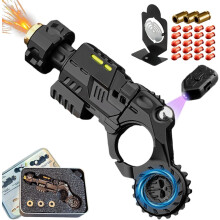 Metal Fidget Gun for Adults, Compact Alloy Toy with 3 Shells and 20 Bullets, Stress Relief Gift Black