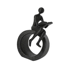 Plastic Reading Figurines Statue Modern Abstract Art-Black