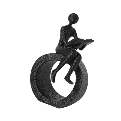 Plastic Reading Figurines Statue Modern Abstract Art-Black