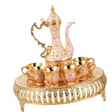 Teeservice-Set inklusive türkischer Teekanne, Metalltassen-Gold