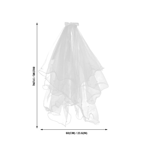 1Stk Beiger Hochzeitsschleier Netzstoff Veil Mit Schleife 1