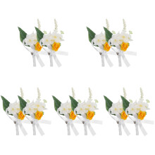 10Stk Kunstblumen Hochzeitsanstecker Boutonniere Gelb Für