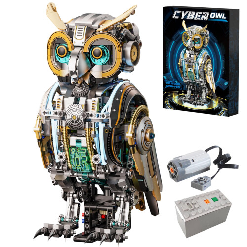 Mechanical Owl Model Kit with Dual Power Operation, Lights and Realistic Gears for STEM Learning