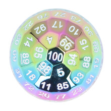 Metal D100 Polyhedral Dice 5cm Diameter for Ages 14+ with Velvet Bag