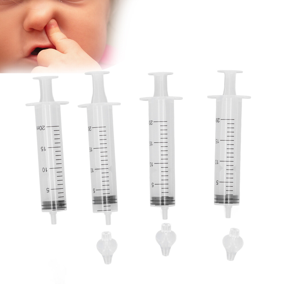 4pcs 20ml Baby Nasal Aspirator Syringe Portable Infant Nose Irrigator