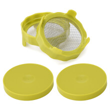 ABS Sprossendeckel-Set mit Stahlgitter für Weithals-Mason-Gläser, 90 mm, Grün