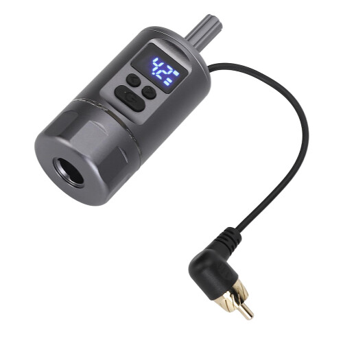 3 in 1 Wireless Tattoo Battery Grip with Adjustable Voltage Power Supply, LCD Display, Ergonomic Silver Handle 1