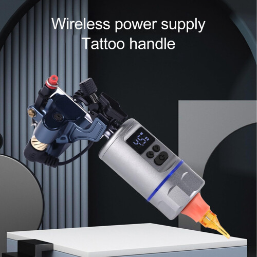 3 in 1 Wireless Tattoo Battery Grip with Adjustable Voltage Power Supply, LCD Display, Ergonomic Silver Handle 2