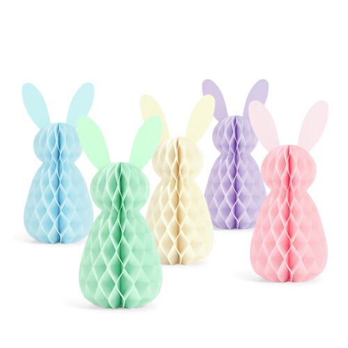 5Pcs Easter Hare Paper Honeycomb Ornament Ceiling Hanging