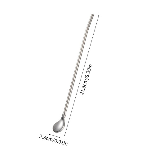Stainless Steel Long Handle Straw Spoon 4 Piece Multifunctional 2