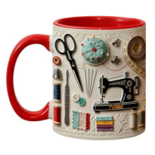 Tasse en céramique faite à la main pour boissons chaudes-Rouge