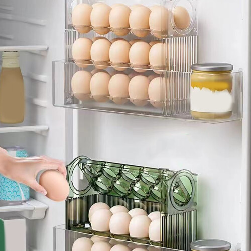 User Friendly Rotatable Eggs Dispenser Clear Plastic-Green 1