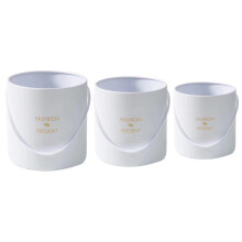 Set Of 3 Paperboard Bouquet Holders Round Flower-White