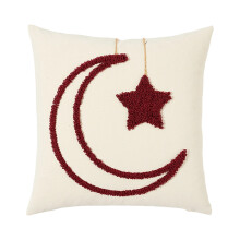 Housse de coussin à motif lunaire en peluche,-Bourgogne