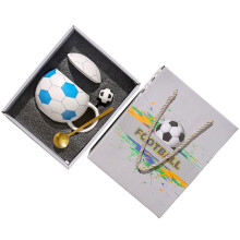 Keramische mok met voetbalthema, capaciteit van 400 ml,-Blauw