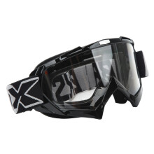Motorradbrille PC-Schaumstoff Verstellbar Schutzbrille Schwarz Rahmen Graues Glas